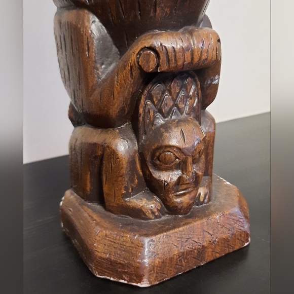 Large Vintage RARE Pearlite Wax Haida Totem Pole Candle - Picture 12 of 13